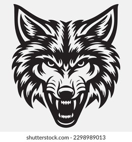 Wolf head Vector illustration. Wolf Vintage Logo