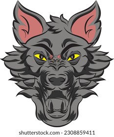 Wolf head Vector illustration. Wolf Vintage Logo Stock Vector It symbolizes strength, loyalty, and wildness