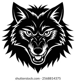 Wolf head vector silhouette art illustration