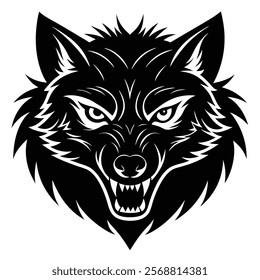 Wolf head vector silhouette art illustration