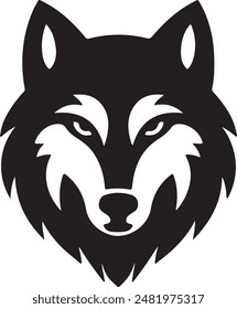 Wolf Head vector silhouette logo style art and illustration