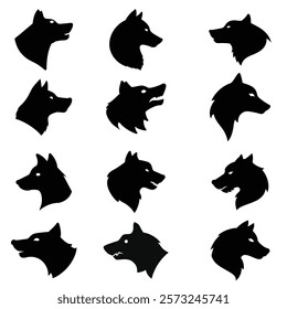 A wolf head vector silhouettes illustration