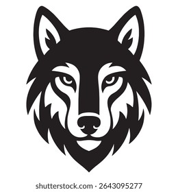 Wolf head Vector Style silhouette in clean white background