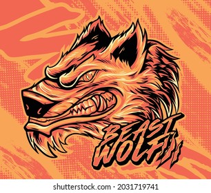 Wolf Head Vector. T-shirt Template. Wolf T-shirt Template