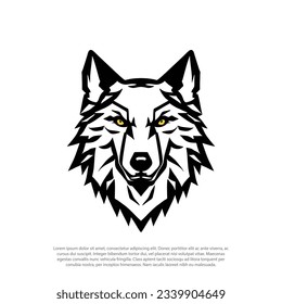 wolf head, vintage logo line art concept black and white color, hand drawn illustration, wolf head facing the camera, fur wolf illustration, for book, logo, mascot, t-shirt, book cover, emblem