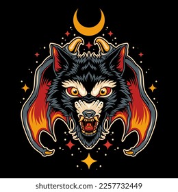 Ilustración vectorial de la cabeza del lobo