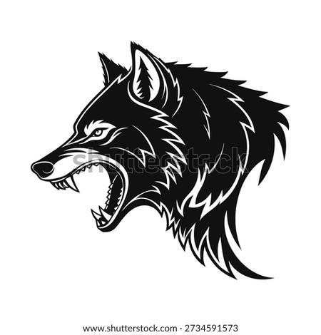 Wolf head werewolf halloween monster logo black silhouette
