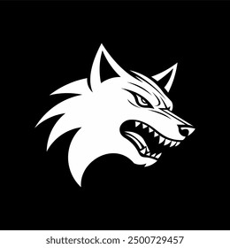 a wolf head with a white wolf head on a black background.
