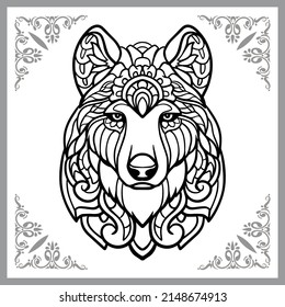 wolf head zentangle arts isolated on white background