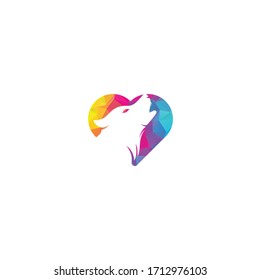 Wolf heart shape concept Logo Design. Modern professional wolf logo design. Wolf head logo vector