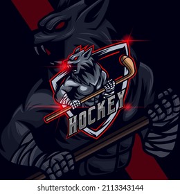 Wolf Hockey E-Sport logo design template