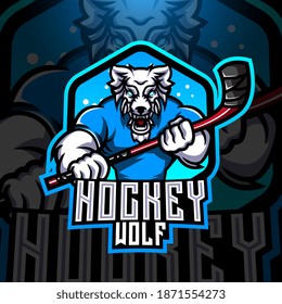 Wolf hockey esport mascot logo 