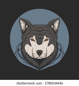 Wolf hoodie vector illustration for your company or brand