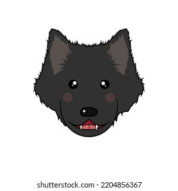 Wolf hound canine dog husky werewolf wildlife mammal sharp fangs cute furry ears head face cartoon vector art spooky traditional Halloween celebration monster creature emoticon emoji lycanthrope beast