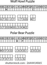 Wolf Howl Polar Bear Letter Grid Puzzles Alphabet Games letters