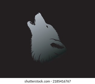 wolf howl vector in black background
