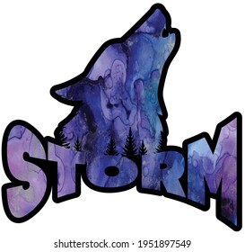 wolf howl watercolor storm tshirt