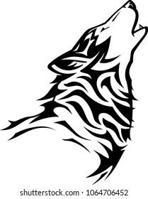 Wolf Howling Artwork, side view Illustration