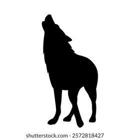 wolf howling black silhouette vector