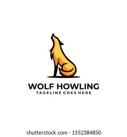 Wolf Howling Colorful Design Illustration Vector Template. Suitable for Creative Industries, Multimedia, Entertainment, Education, Social, Cooperation, Shops, and other related businesses.