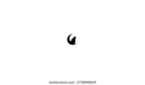 a wolf howling at a crescent moon a striking and simple silhouette