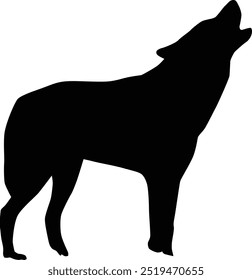 Wolf howling full body silhouette illustration