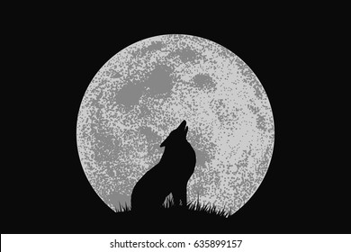 Wolf Howling To Full Moon