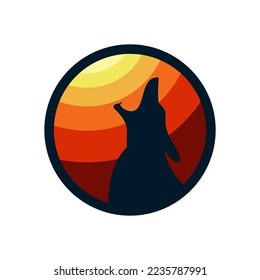 wolf howling and full moon logo