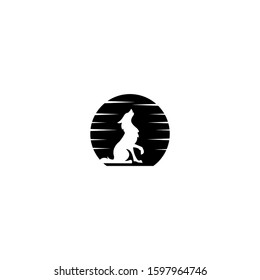 wolf howling at the full moon vector illustration