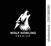 Wolf howling head logo icon design illustration template