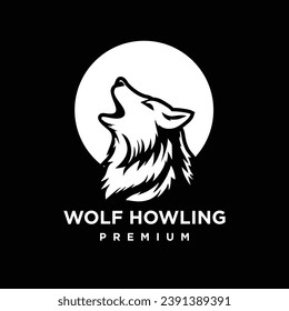 Wolf howlingkopf Logo Symbol-Design-Illustrationsvorlage