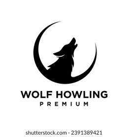 Wolf howlingkopf Logo Symbol-Design-Illustrationsvorlage