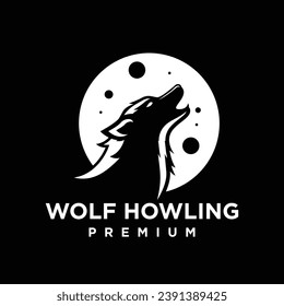 Wolf howlingkopf Logo Symbol-Design-Illustrationsvorlage