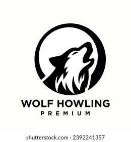 Wolf howlingkopf Logo Symbol-Design-Illustrationsvorlage