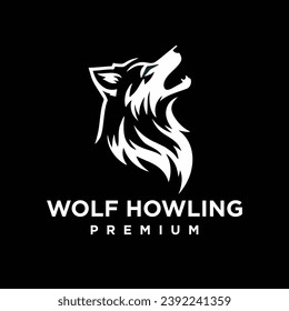 Wolf howling head logo icon design illustration template