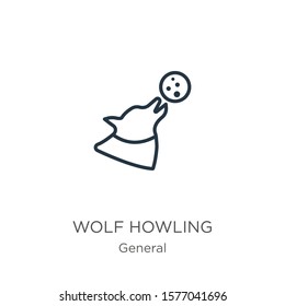 Wolf howling icon. Thin linear wolf howling outline icon isolated on white background from general collection. Line vector sign, symbol for web and mobile