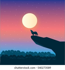 wolf howling illustration