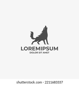 Wolf Howling Logo Design Vector