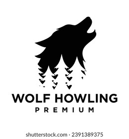 Wolf howling logo symbol-design-vorlage