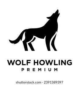 Wolf howling logo symbol-design-vorlage