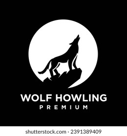 Wolf howling logo symbol-design-vorlage