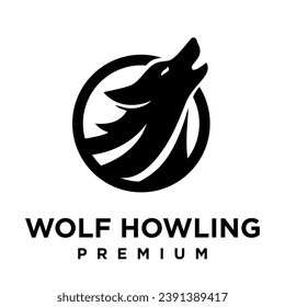 Wolf howling logo symbol-design-vorlage