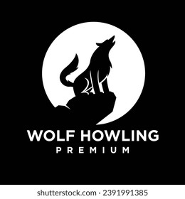 Wolf howling logo symbol-design-vorlage