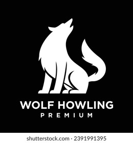 Wolf howling logo symbol-design-vorlage