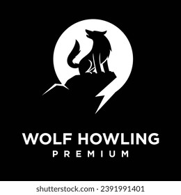 Wolf howling logo symbol-design-vorlage