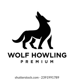 Wolf howling logo symbol-design-vorlage