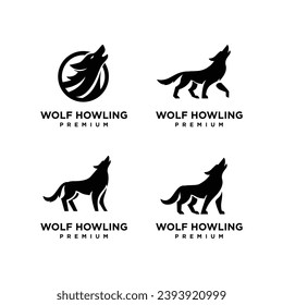 Wolf howling logo icon design illustration template