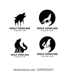 Wolf howling logo symbol-design-vorlage