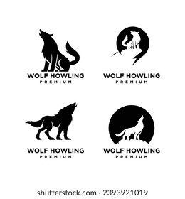 Wolf howling logo icon design illustration template