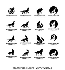 Wolf howling logo symbol-design-vorlage